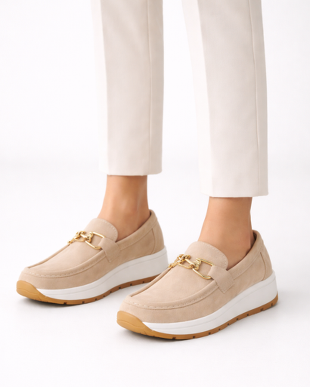 Mocassins Femme Plateforme – Chaîne Métallique & Style Casual Chic | Confort & Élégance Quotidienne
