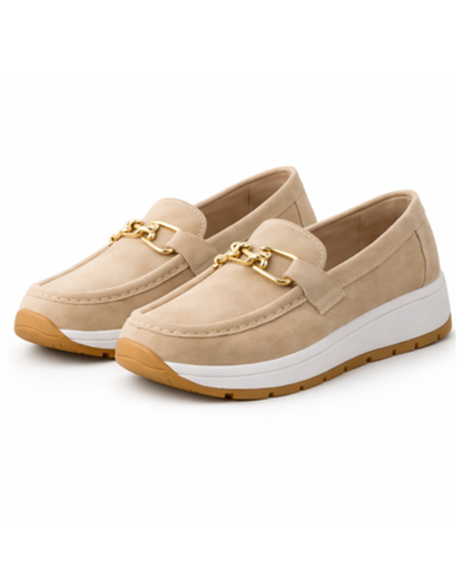 Mocassins Femme Plateforme – Chaîne Métallique & Style Casual Chic | Confort & Élégance Quotidienne