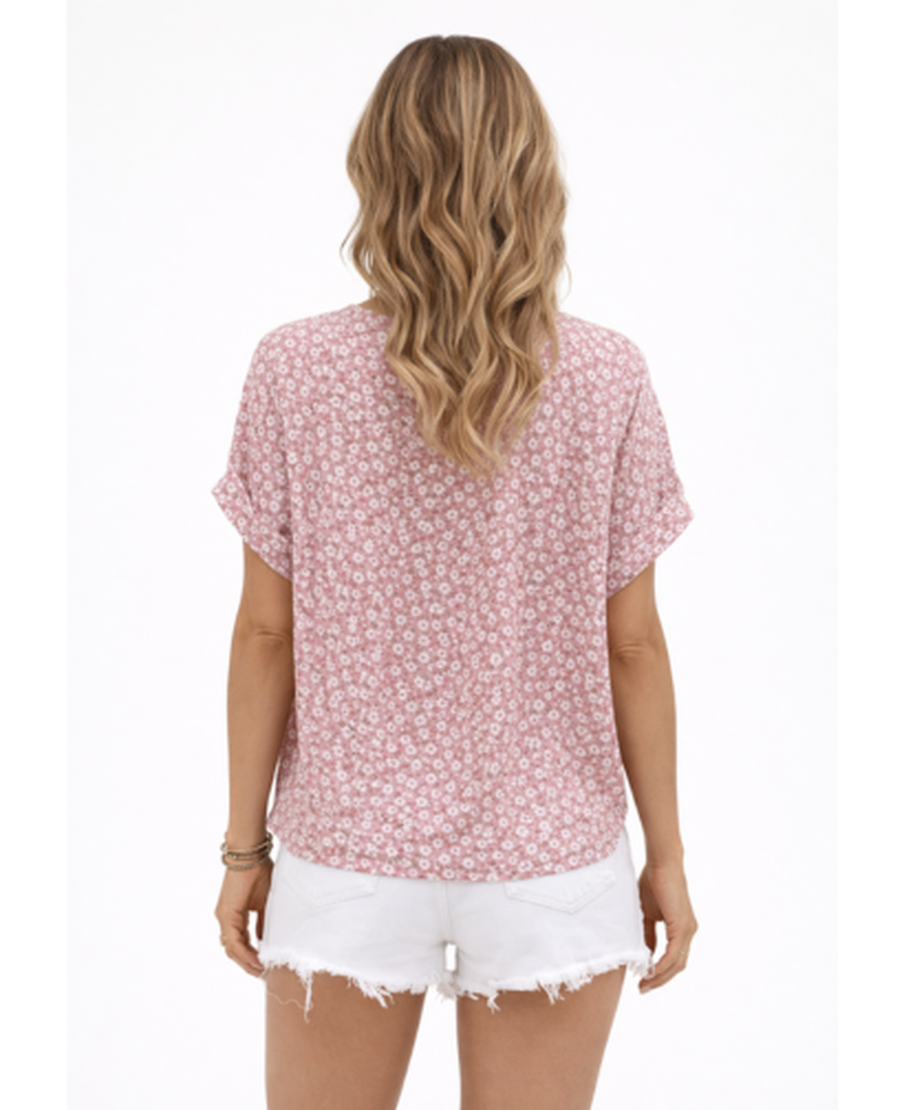 Blouse Femme Fluide Imprimée – Col Fendu & Manches Courtes, Légèreté Bohème Chic Été