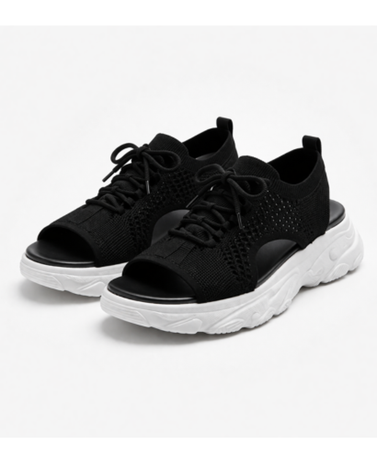 Sandales Plateforme Femme – Semelle Épaisse Ajourée & Lacets, Style Tendance Confort Été