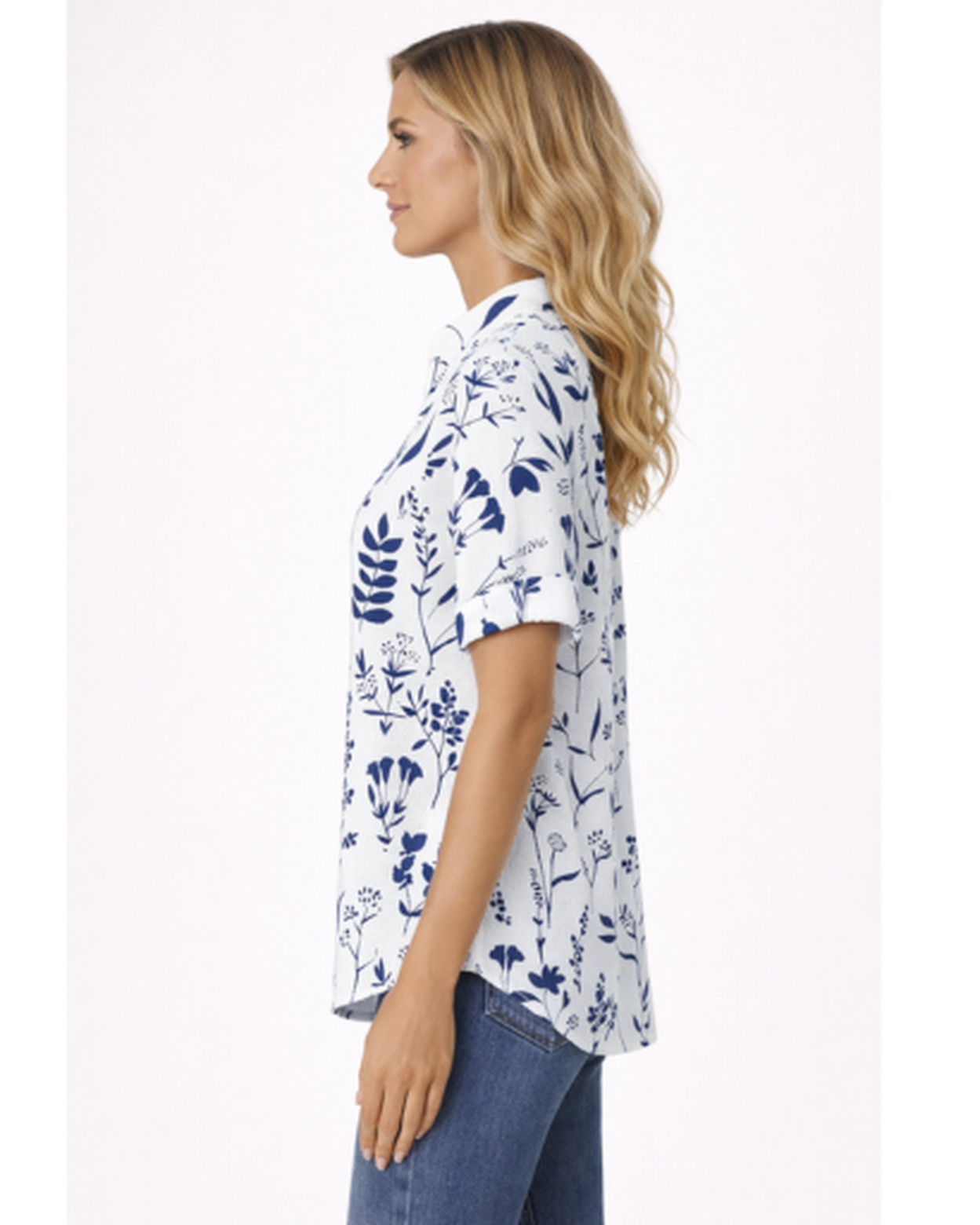 Blouse femme – Imprimé floral fluide et col en V | Blouse en lin respirante