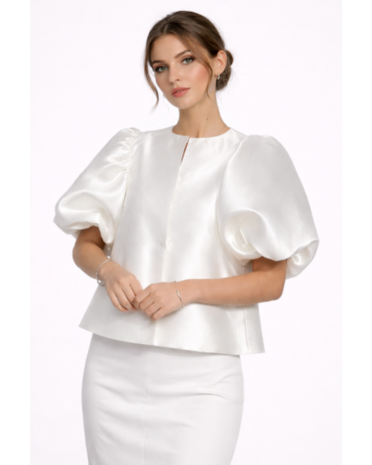 Blouse Satinée Femme Manches Bouffantes – Fluidité Élégante & Toucher Doux | Soirée Chic
