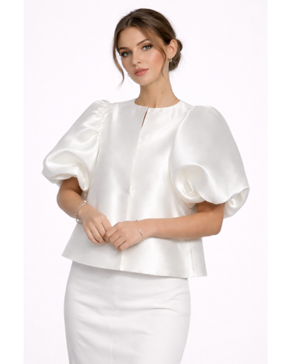 Blouse Satinée Femme Manches Bouffantes – Fluidité Élégante & Toucher Doux | Soirée Chic