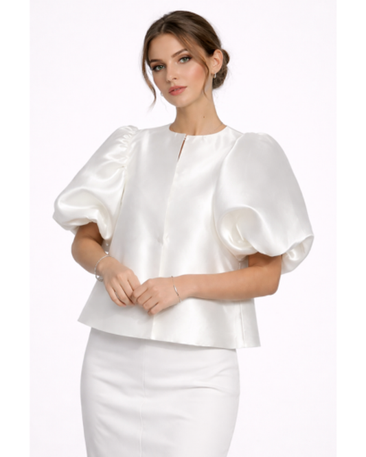 Blouse Satinée Femme Manches Bouffantes – Fluidité Élégante & Toucher Doux | Soirée Chic