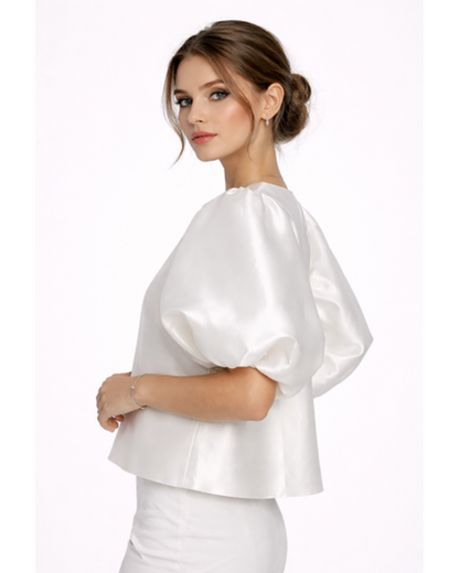Blouse Satinée Femme Manches Bouffantes – Fluidité Élégante & Toucher Doux | Soirée Chic