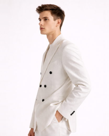 Blazer Croisé Homme Coupe Ajustée – Élégance Structurée & Style Tailleur | Bureau & Soirée