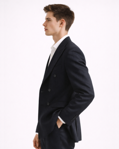 Blazer Croisé Homme Coupe Ajustée – Élégance Structurée & Style Tailleur | Bureau & Soirée
