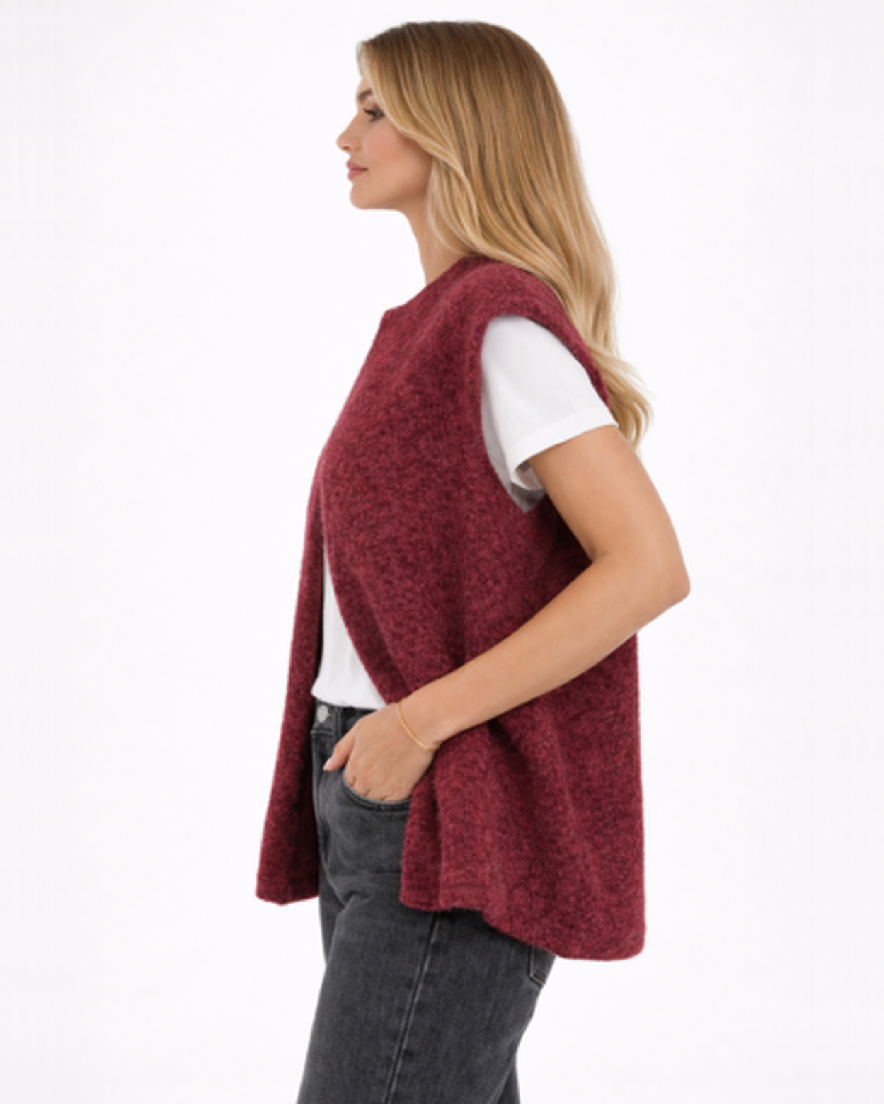 Gilet Sans Manches Femme Maille Texturée – Coupe Droite & Style Tendance | Casual Chic