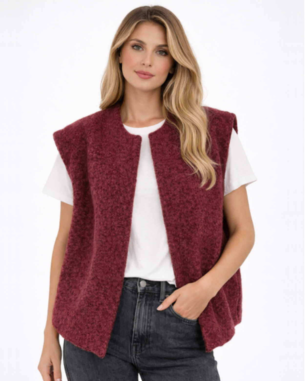 Gilet Sans Manches Femme Maille Texturée – Coupe Droite & Style Tendance | Casual Chic