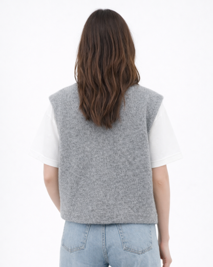 Gilet Sans Manches Femme Maille Texturée – Coupe Droite & Style Tendance | Casual Chic
