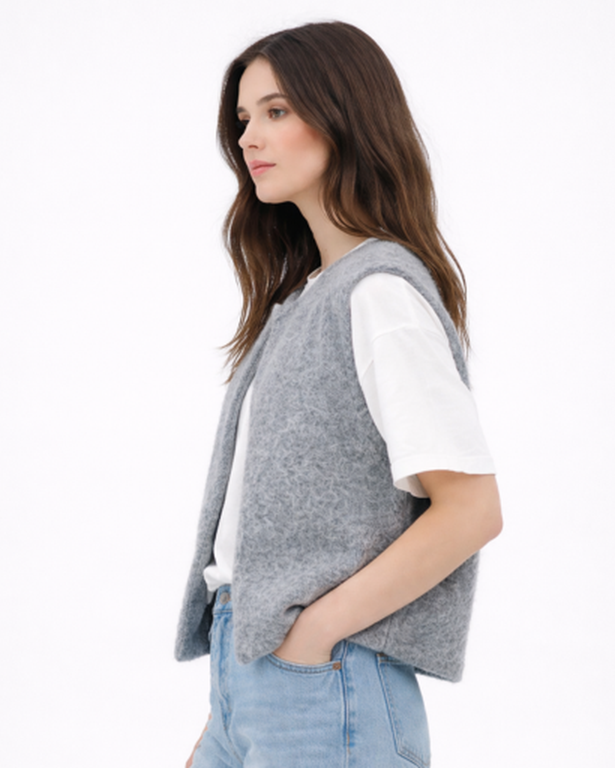 Gilet Sans Manches Femme Maille Texturée – Coupe Droite & Style Tendance | Casual Chic