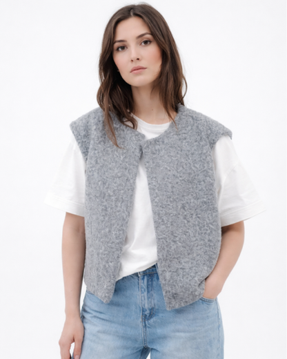 Gilet Sans Manches Femme Maille Texturée – Coupe Droite & Style Tendance | Casual Chic