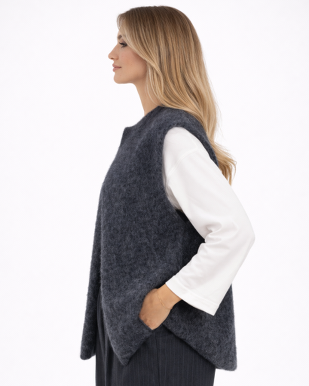 Gilet Sans Manches Femme Maille Texturée – Coupe Droite & Style Tendance | Casual Chic