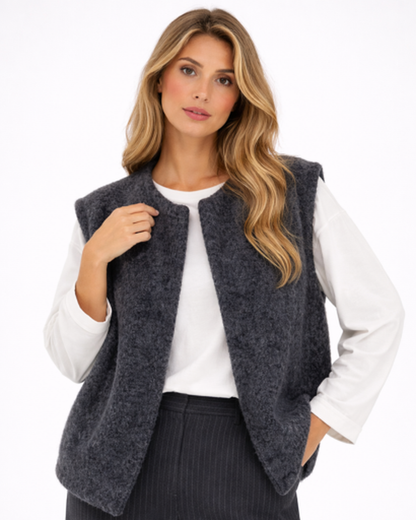 Gilet Sans Manches Femme Maille Texturée – Coupe Droite & Style Tendance | Casual Chic