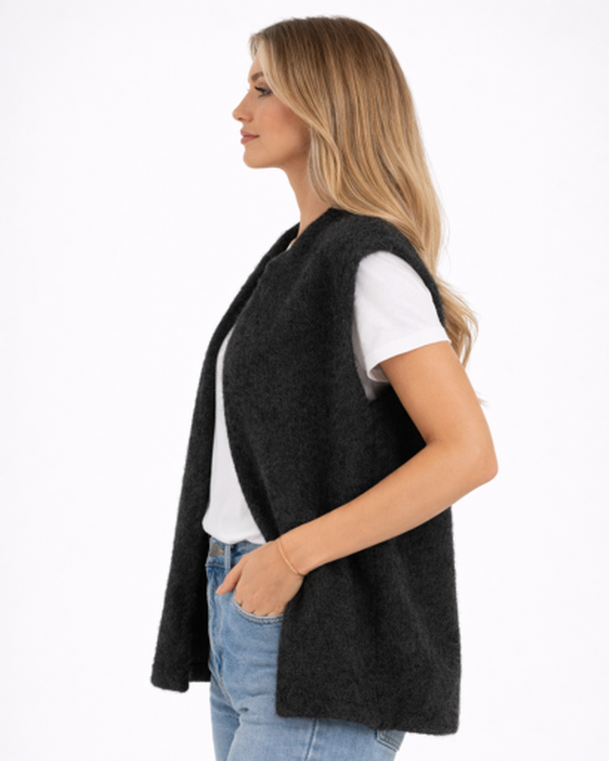Gilet Sans Manches Femme Maille Texturée – Coupe Droite & Style Tendance | Casual Chic