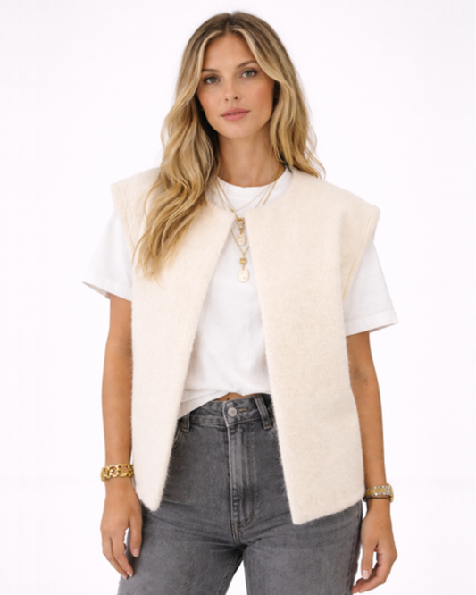 Gilet Sans Manches Femme Maille Texturée – Coupe Droite & Style Tendance | Casual Chic