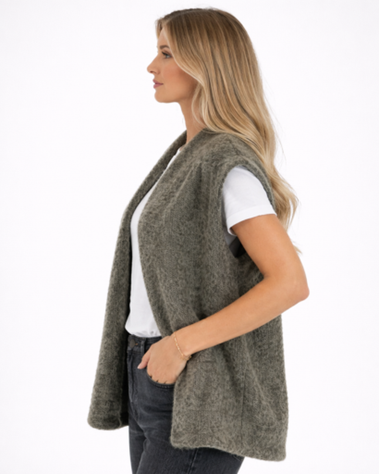 Gilet Sans Manches Femme Maille Texturée – Coupe Droite & Style Tendance | Casual Chic
