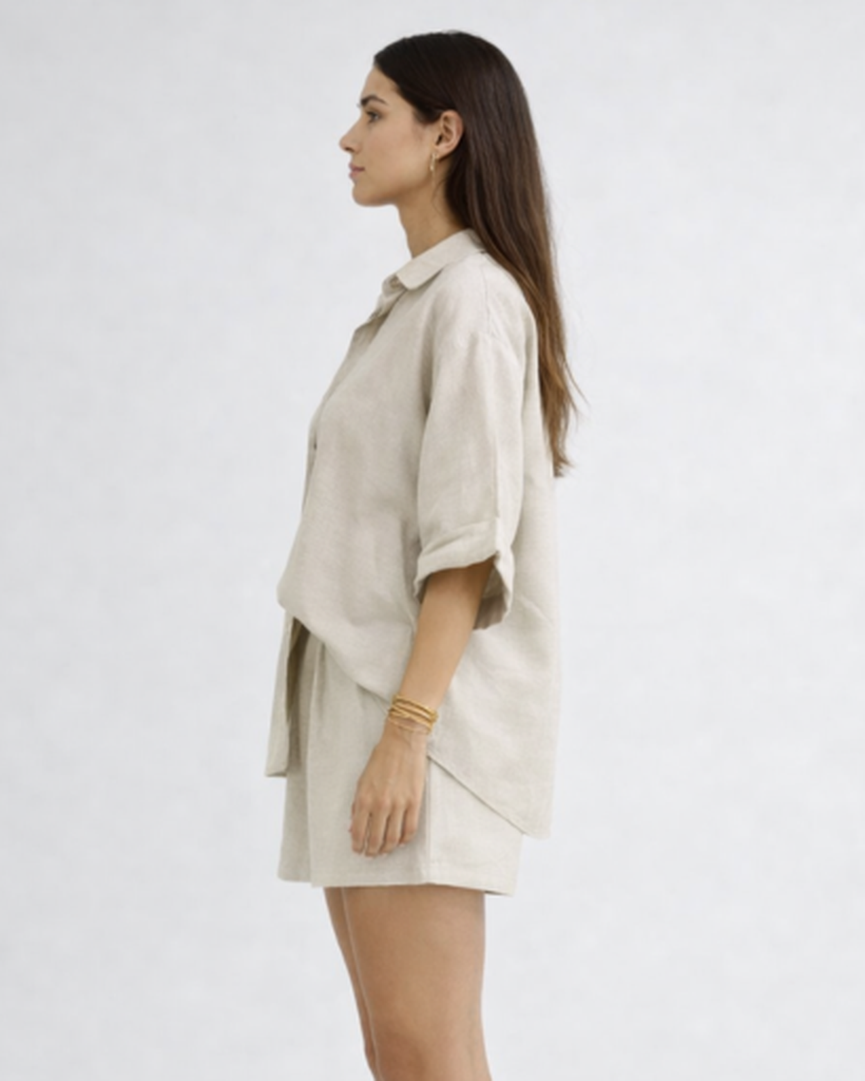 Ensemble femme chemise ample & short – allure fluide taille haute | short jambe large