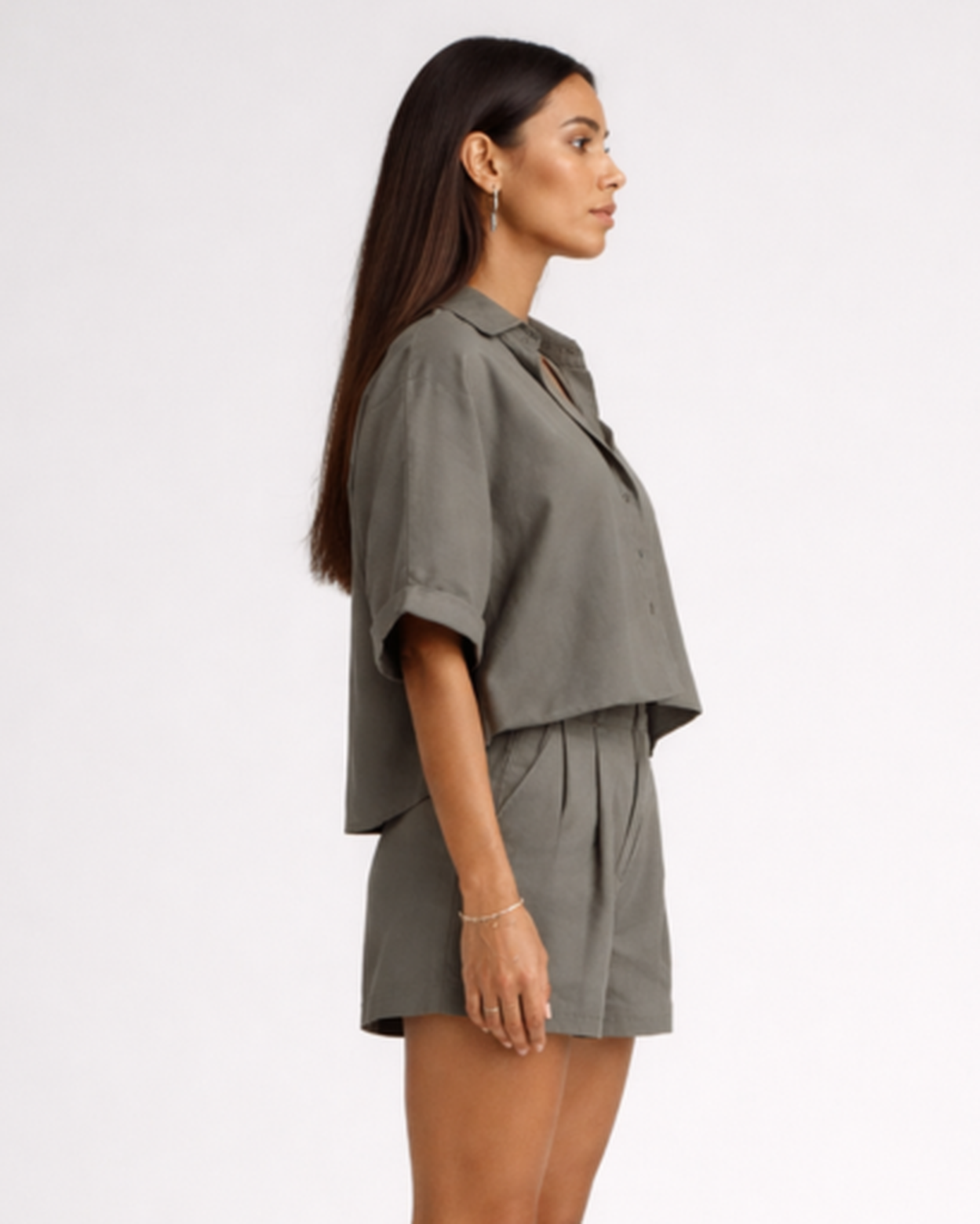 Ensemble femme chemise ample & short – allure fluide taille haute | short jambe large