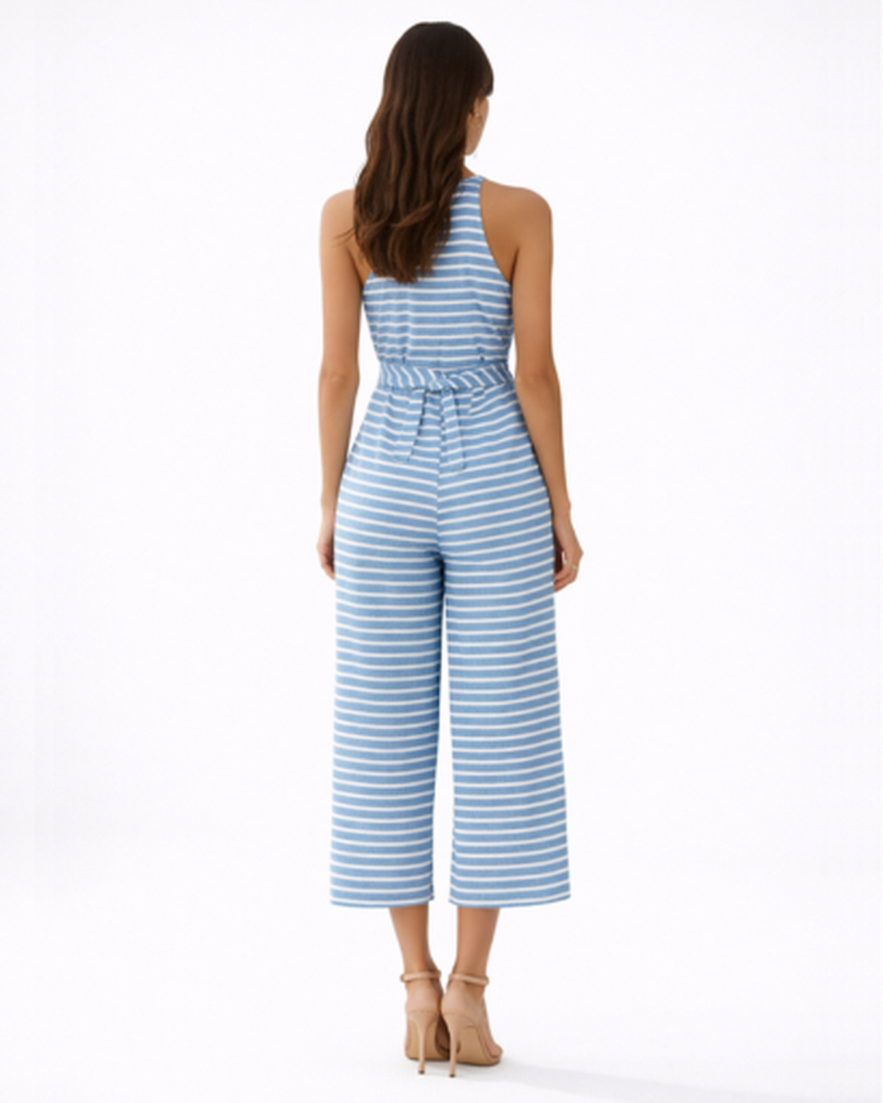 Combinaison rayée femme – silhouette fluide et taille ceinturée | Jumpsuit deux pièces jambe large