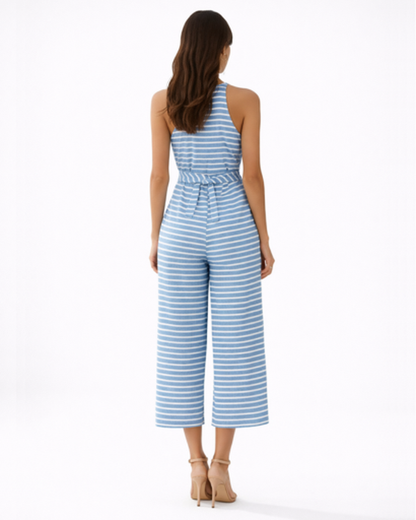 Combinaison rayée femme – silhouette fluide et taille ceinturée | Jumpsuit deux pièces jambe large