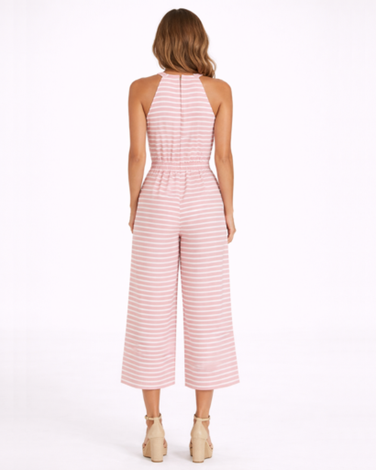 Combinaison rayée femme – silhouette fluide et taille ceinturée | Jumpsuit deux pièces jambe large