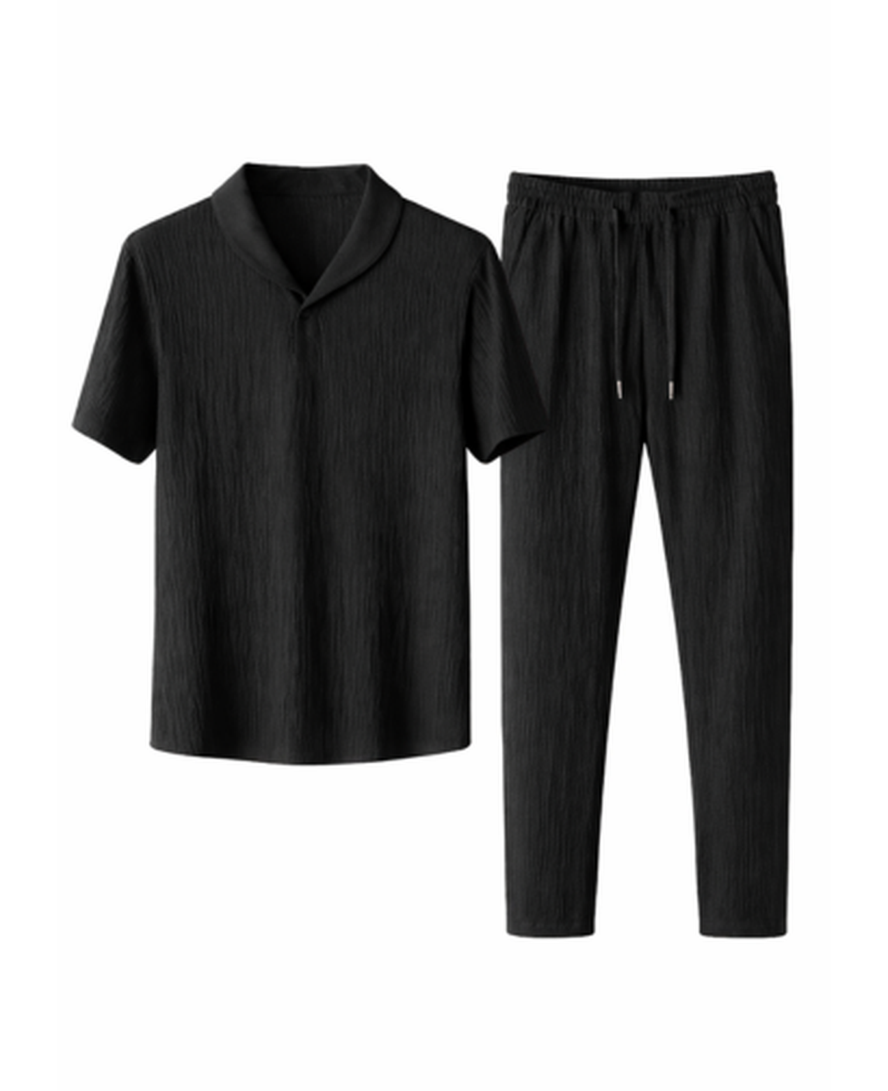 Ensemble Homme – Chemise Manches Courtes & Pantalon Texturé Léger, Style Estival Chic