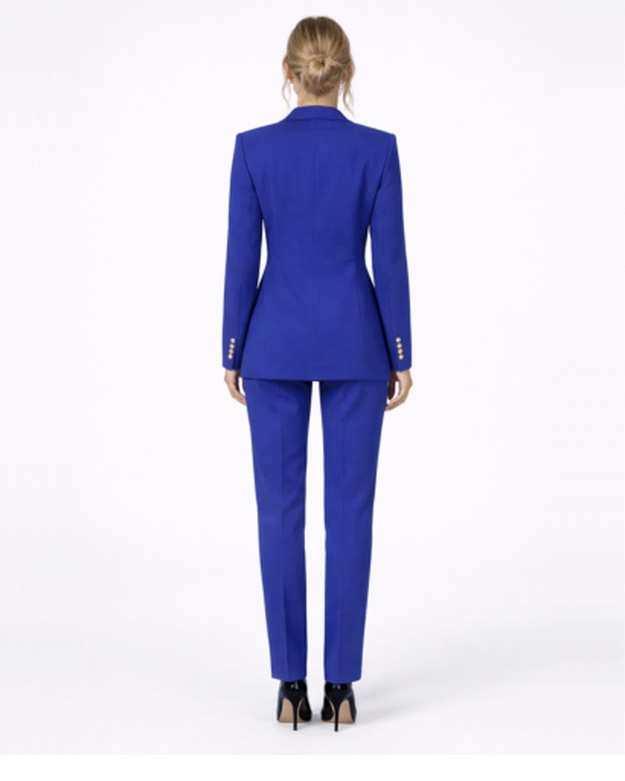 Tailleur Femme Blazer Croisé Pantalon Ajusté Élégant