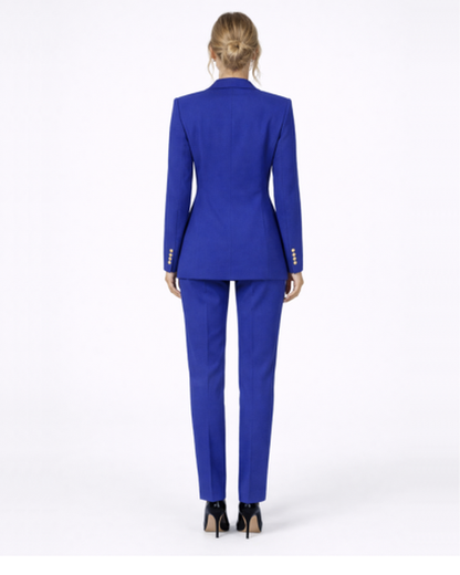 Tailleur Femme Blazer Croisé Pantalon Ajusté Élégant