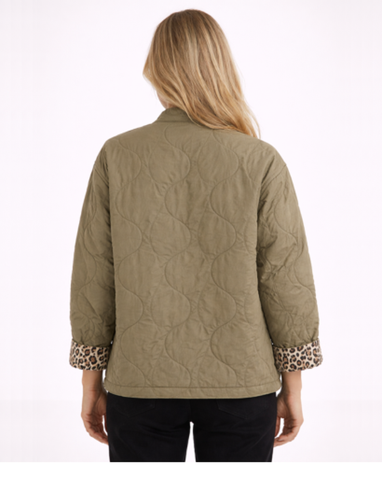 Veste Femme Matelassée Boutonnée Motif Léopard Réversible – vue 7
