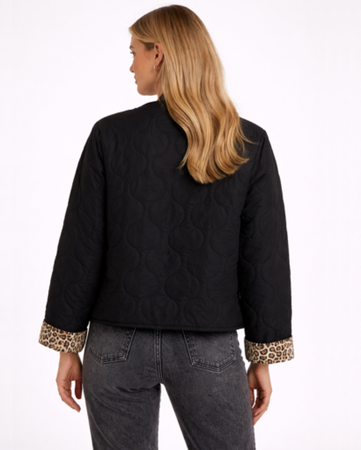 Veste Femme Matelassée Boutonnée Motif Léopard Réversible – vue 9