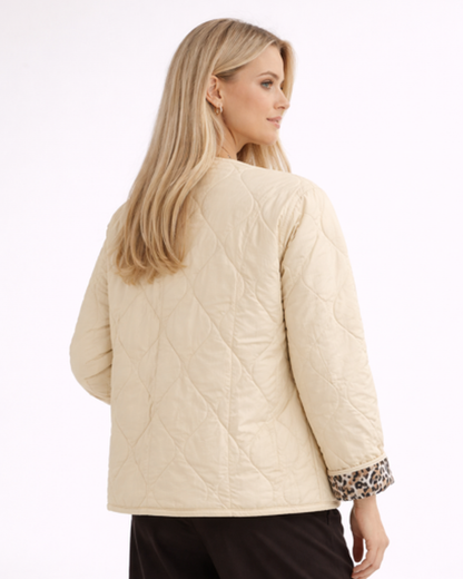 Veste Femme Matelassée Boutonnée Motif Léopard Réversible – vue 5