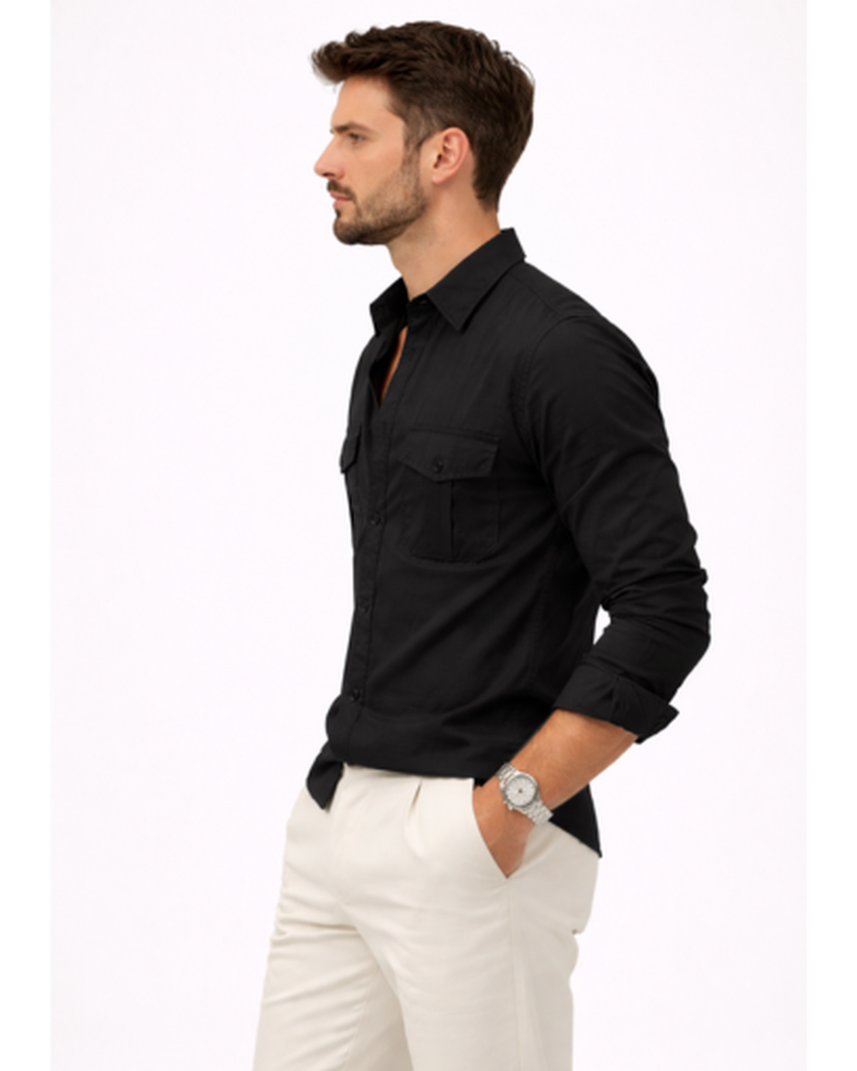 Chemise Homme Manches Longues Coupe Ajustée – Style Raffiné & Matière Respirante | Bureau Chic