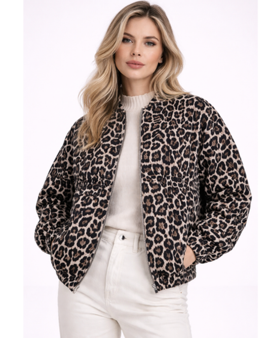 Veste Femme Imprimé Léopard – Style Audacieux & Coupe Droite | Look Casual Chic