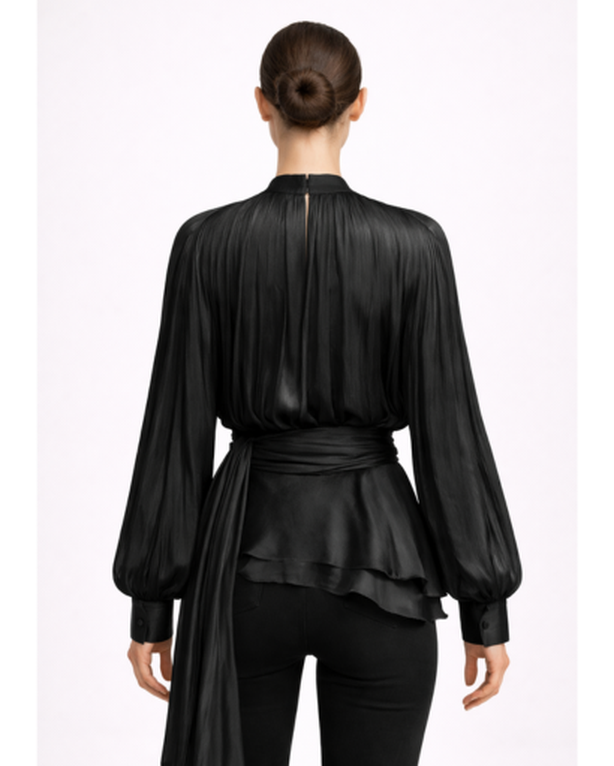 Blouse Femme – Plissée Fluide & Élégante à Ceinture Nouée | Blouse Col en V