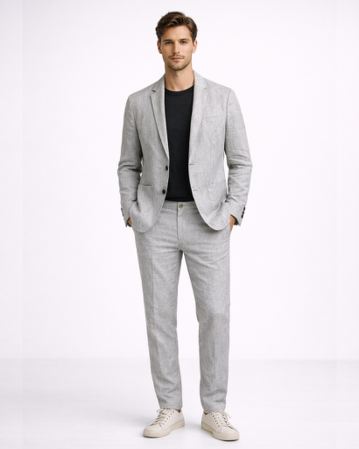 Completo da uomo casual con blazer monopetto e pantaloni a gamba dritta