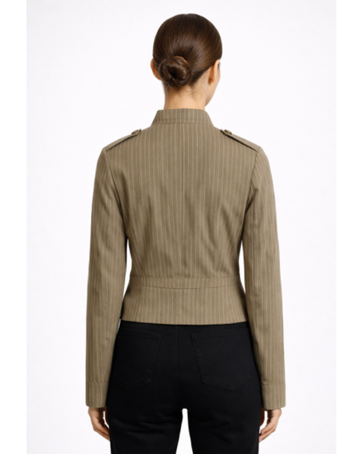 Veste Femme Rayée Militaire – Élégance Structurée & Coupe Ajustée | Tenue Soirée & Bureau