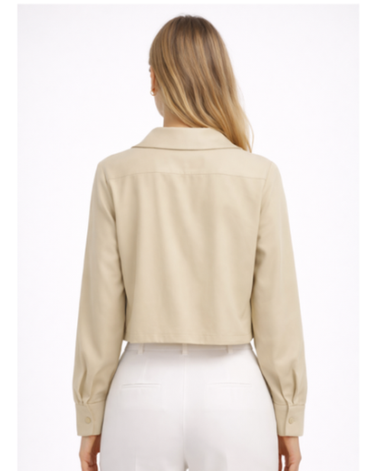 Blouse Femme – Coupe Courte Froncée Fluide et Respirante | Blouse en Lin Col Large