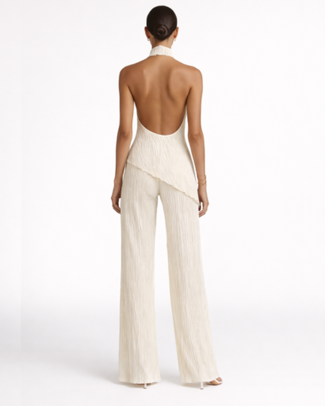 Combinaison plissée femme – élégance fluide à dos nu et jambes larges | jumpsuit deux pièces effet lin