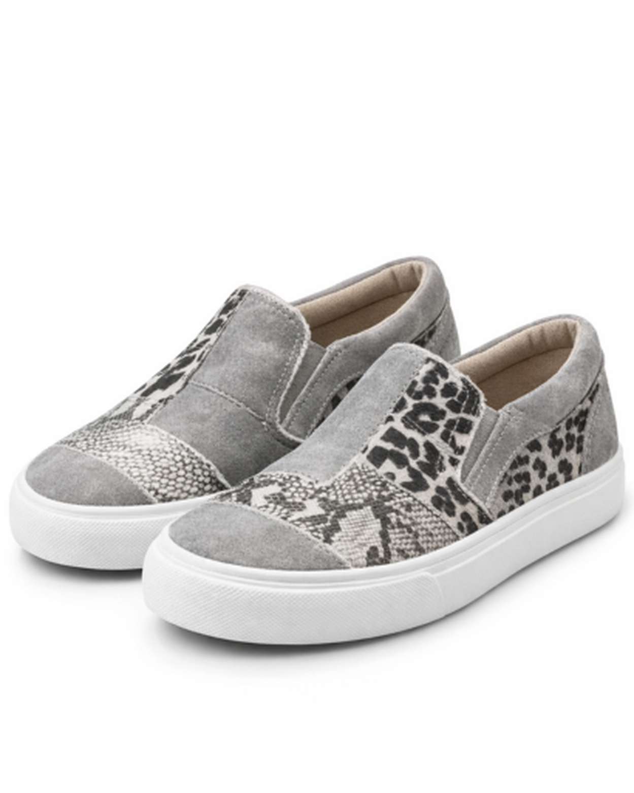baskets slip-on motifs animaliers, vue de dessus