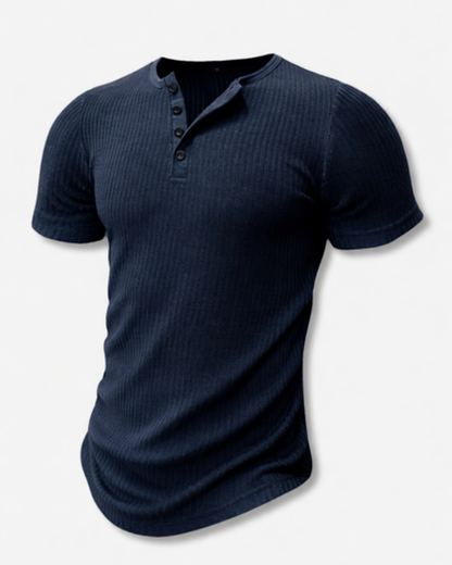 t-shirt homme col tunisien côtelé, vue portée
