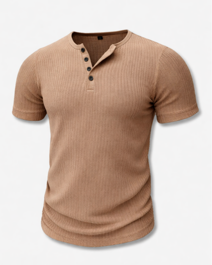 t-shirt homme col tunisien côtelé, vue de dos
