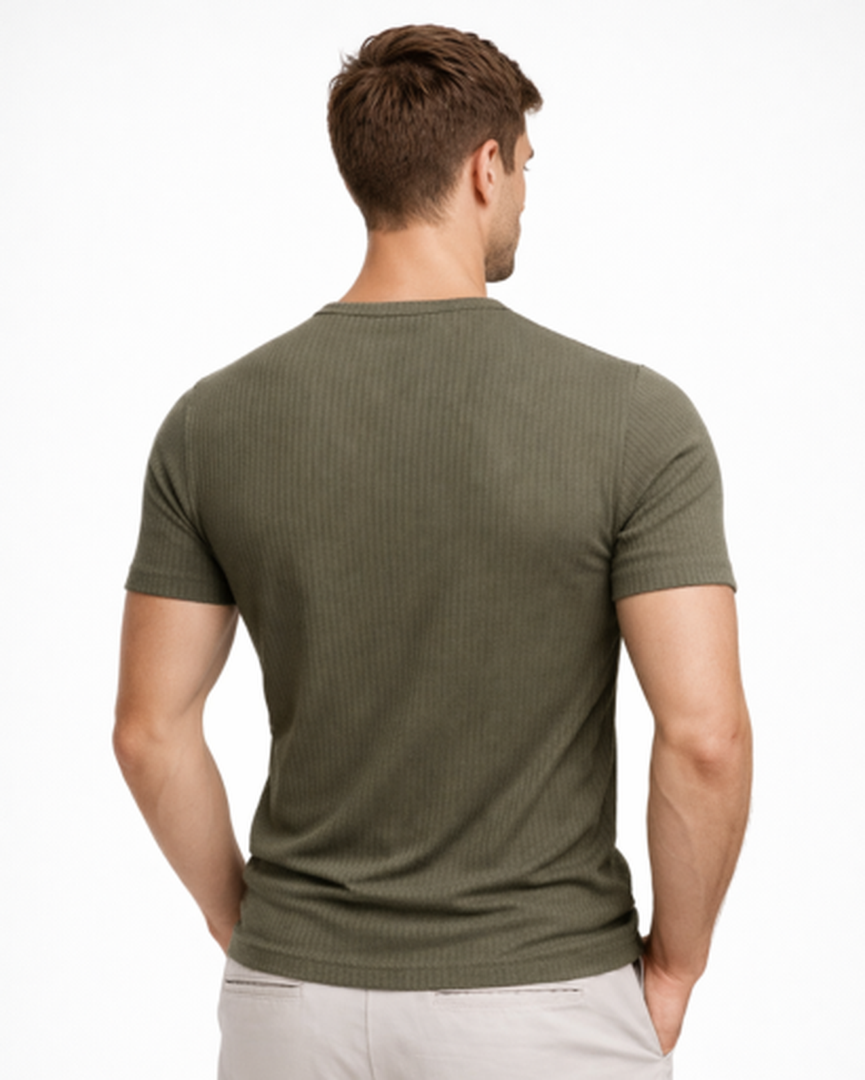 T-Shirt Col Tunisien Homme Côtelé – Coupe Ajustée & Matière Douce | Style Casual Estival