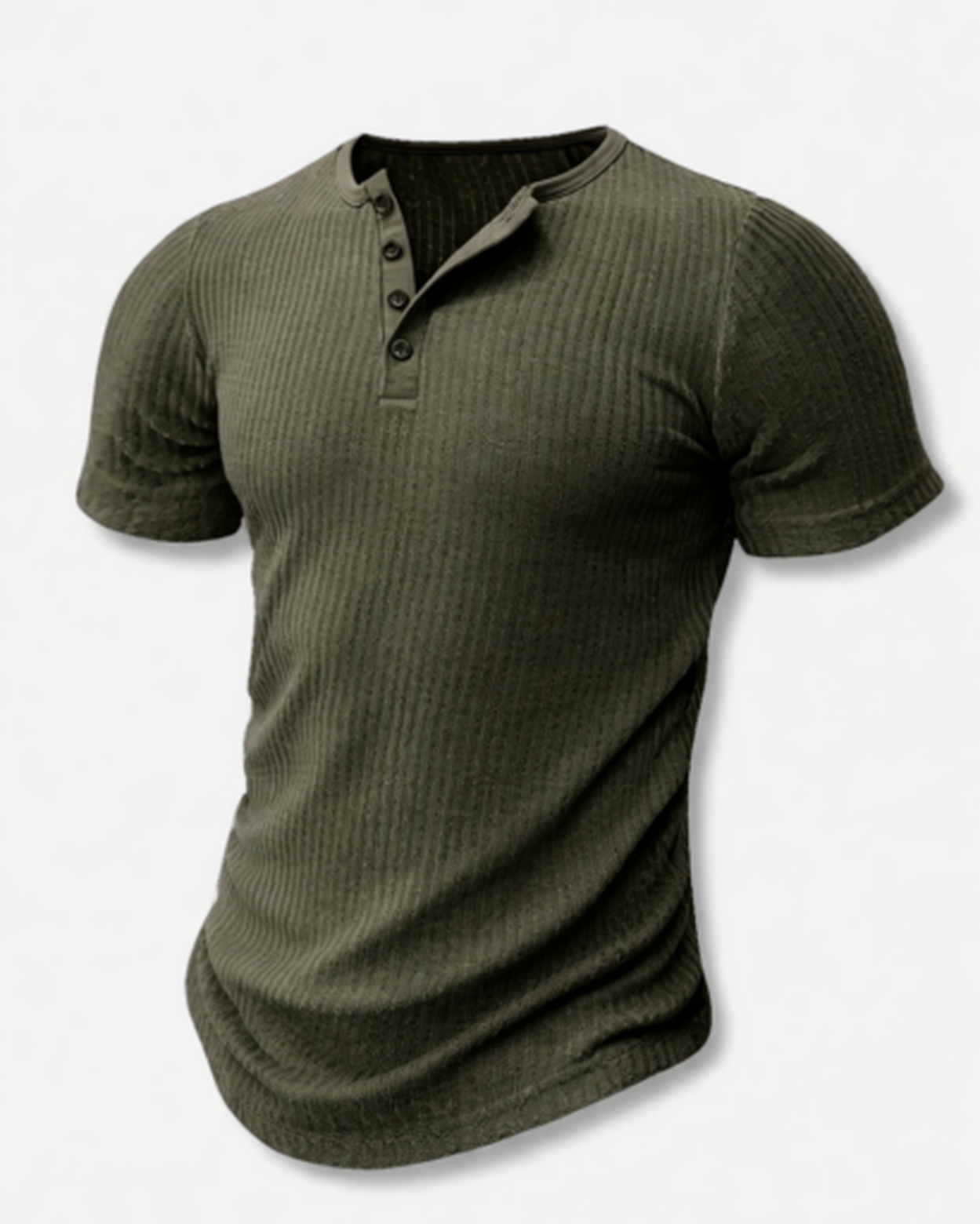 t-shirt homme col tunisien côtelé, détail col côtelé