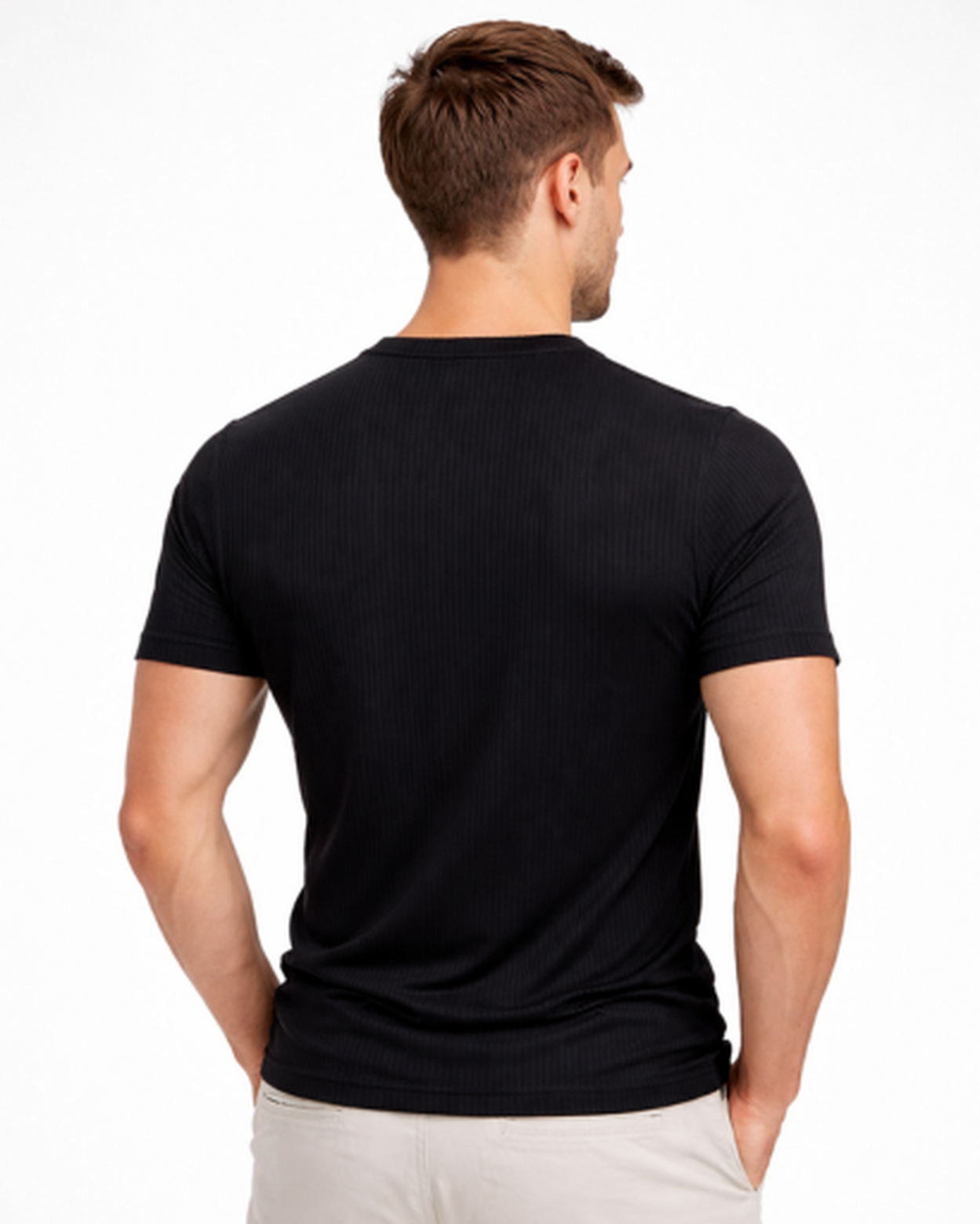 T-Shirt Col Tunisien Homme Côtelé – Coupe Ajustée & Matière Douce | Style Casual Estival