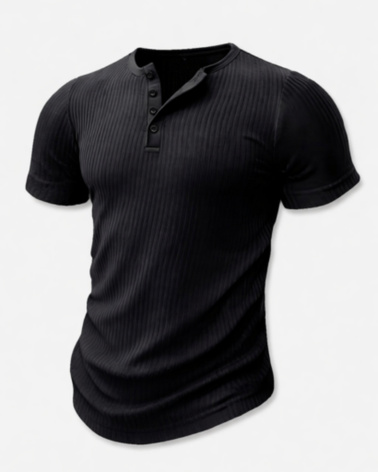 t-shirt homme col tunisien côtelé, détail matière