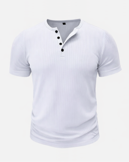 t-shirt homme col tunisien côtelé, vue de face