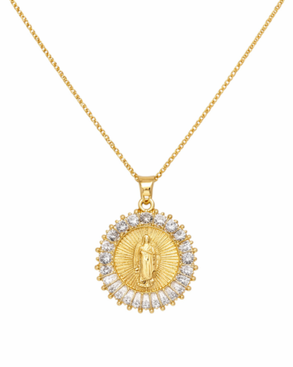 Collier Pendentif Médaille Strass – vue 2