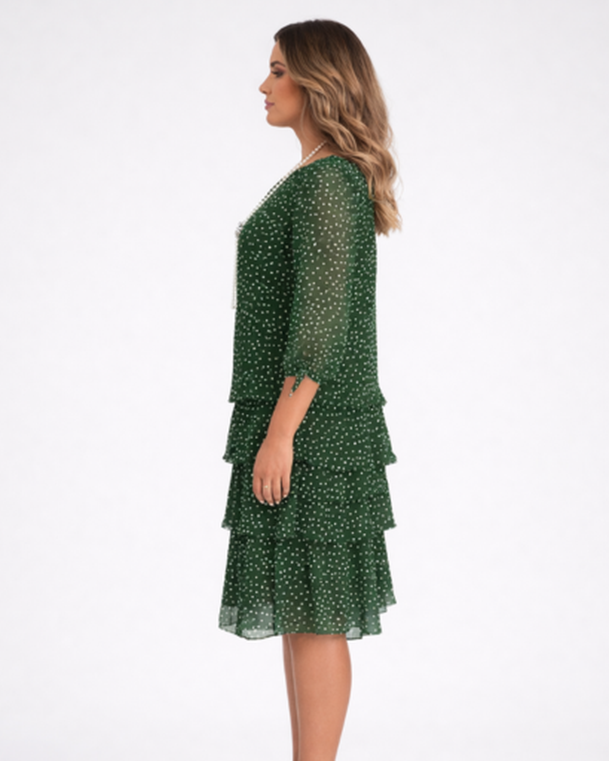 Robe Femme Fluide À Pois – Manches 3/4 & Volants Romantiques, Style Bohème Chic Quotidien