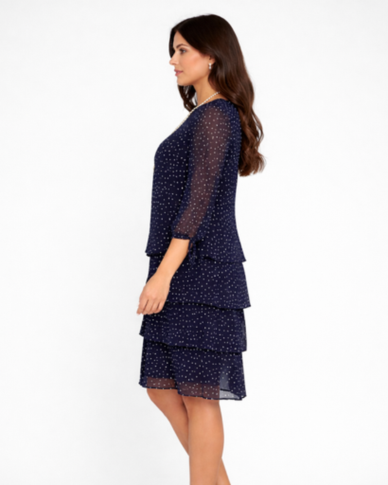 Robe Femme Fluide À Pois – Manches 3/4 & Volants Romantiques, Style Bohème Chic Quotidien